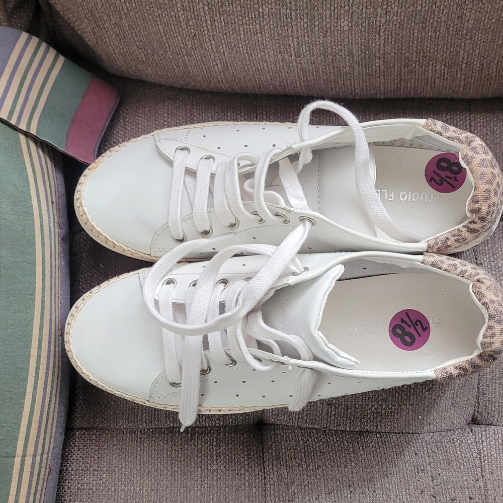 Women's White and Tan Espadrille Sneakers - Picture 3 of 5